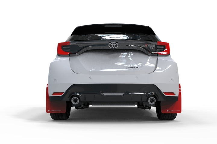 Rally Armor 20-25 Toyota GR Yaris Red Mud Flap w/White Logo - Bull Strap