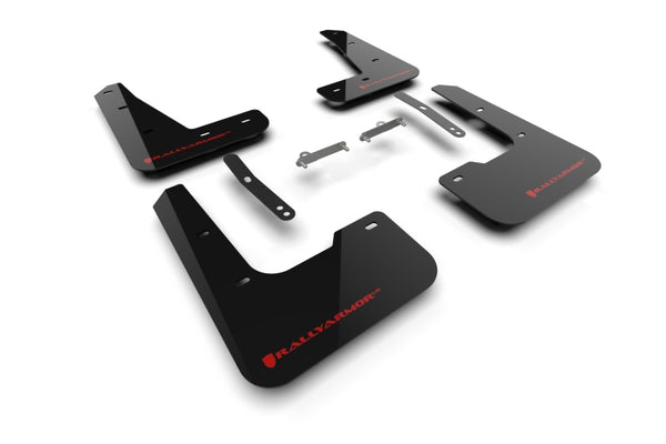 Rally Armor 2024-25 Hyundai Elantra N/N Line Black Mud Flap w/Red Logo - Bull Strap