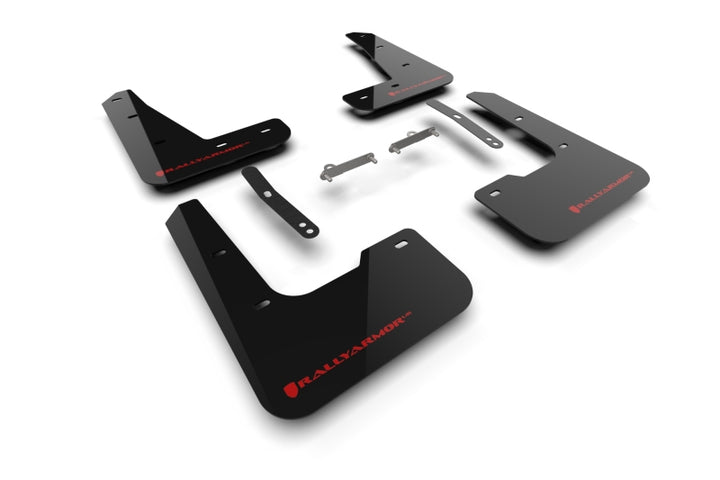 Rally Armor 2024-25 Hyundai Elantra N/N Line Black Mud Flap w/Red Logo - Bull Strap