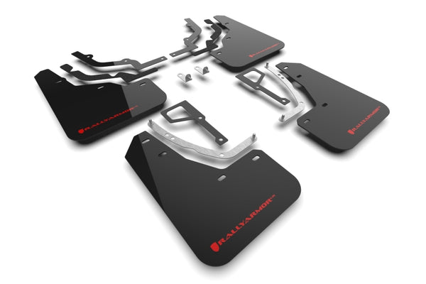 Rally Armor 2025 Hyundai Ioniq 5 N Black Mud Flap w/Red Logo - Bull Strap