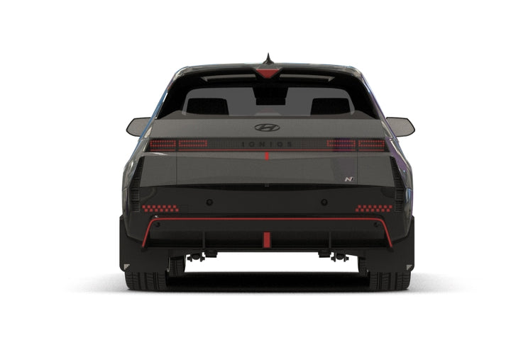 Rally Armor 2025 Hyundai Ioniq 5 N Black UR Mud Flap Light Blue Battery Logo - Bull Strap