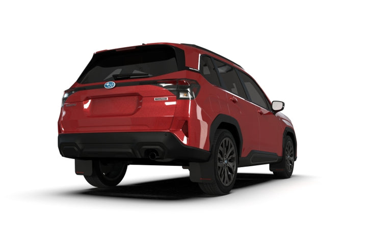 Rally Armor 2025 Subaru Forester Black UR Mud Flap w/Metallic Black Logo - Bull Strap