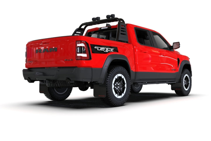 Rally Armor 21-25 Dodge Ram 1500 TRX Black UR Mud Flap - Metallic Black Logo - Bull Strap