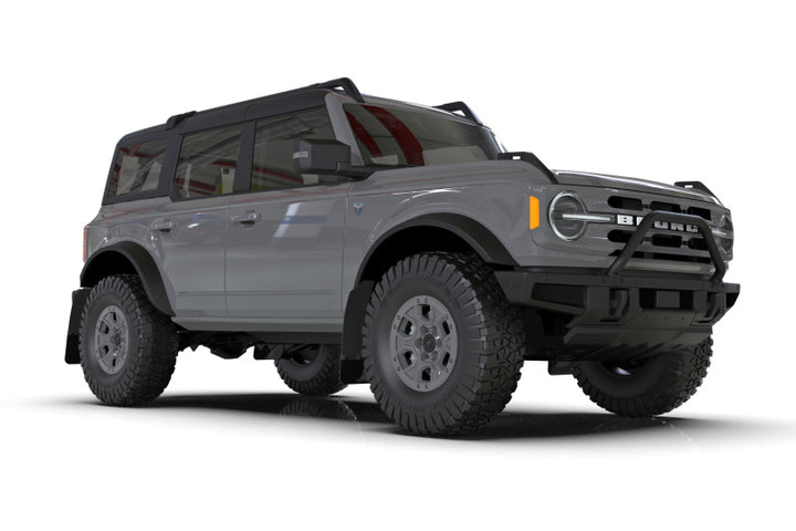 Rally Armor 21-25 Ford Bronco (Plstc Bmpr + RR - NO Rptr/Sprt) Blk Mud Flap w/Met. Blk Logo - Bull Strap