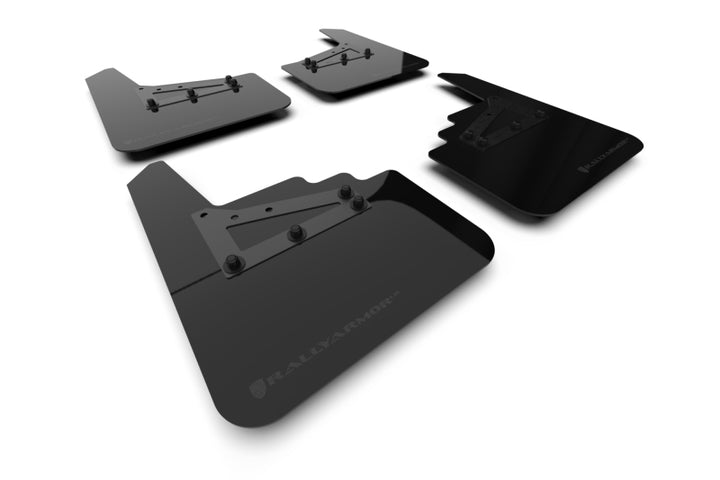 Rally Armor 21-25 Ford F-150 (Excl. Raptor) Black UR Mud Flap w/Metallic Black Logo - Bull Strap