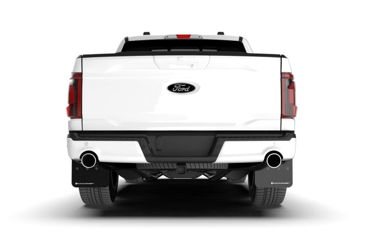 Rally Armor 21-25 Ford F-150 (Excl. Raptor) Black UR Mud Flap w/Metallic Black Logo - Bull Strap