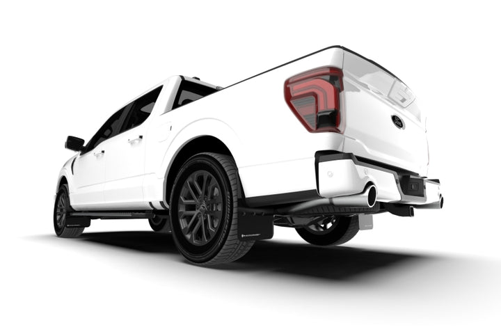 Rally Armor 21-25 Ford F-150 (Excl. Raptor) Black UR Mud Flap w/Metallic Black Logo - Bull Strap