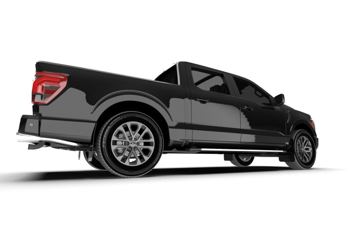 Rally Armor 21-25 Ford F-150 (Excl. Raptor) Black UR Mud Flap w/Metallic Black Logo - Bull Strap