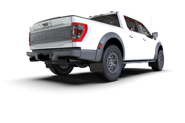 Rally Armor 21-25 Ford F-150 Raptor Gen 3 Black UR Mud Flap w/Red Logo - Bull Strap