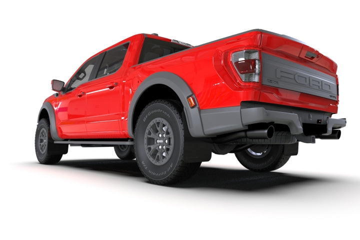 Rally Armor 21-25 Ford F-150 Raptor Gen 3 Black UR Mud Flap w/Red Logo - Bull Strap