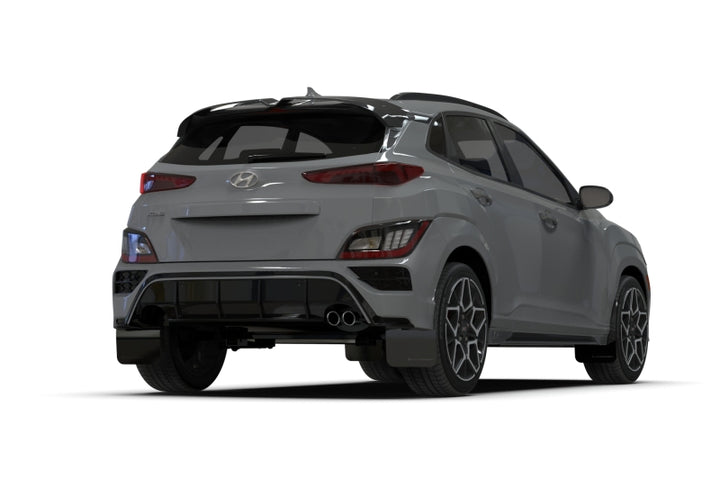 Rally Armor 22-23 Hyundai Kona N-Line Black UR Mud Flap w/Red Logo - Bull Strap