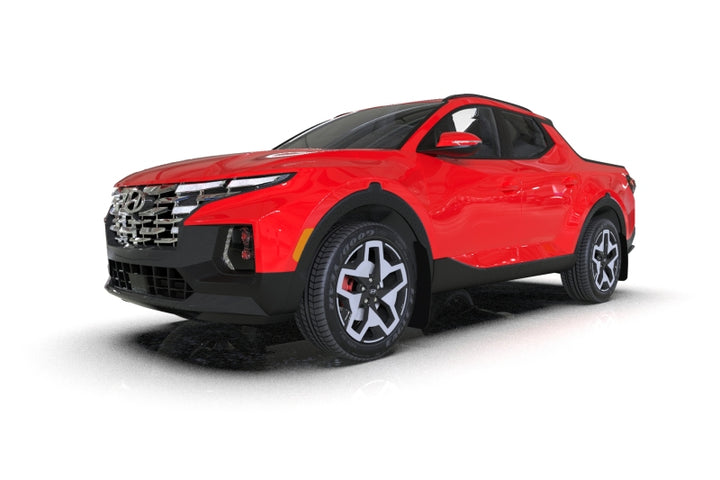 Rally Armor 22-25 Hyundai Santa Cruz Black UR Mud Flap w/Red Logo - Bull Strap