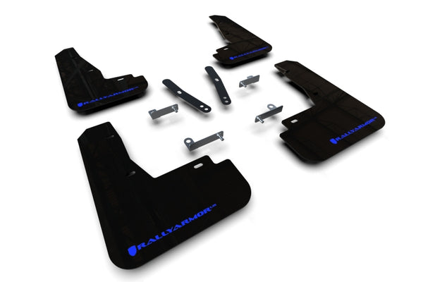 Rally Armor 22-25 Kia EV6 Black UR Mud Flap Blue Logo - Bull Strap
