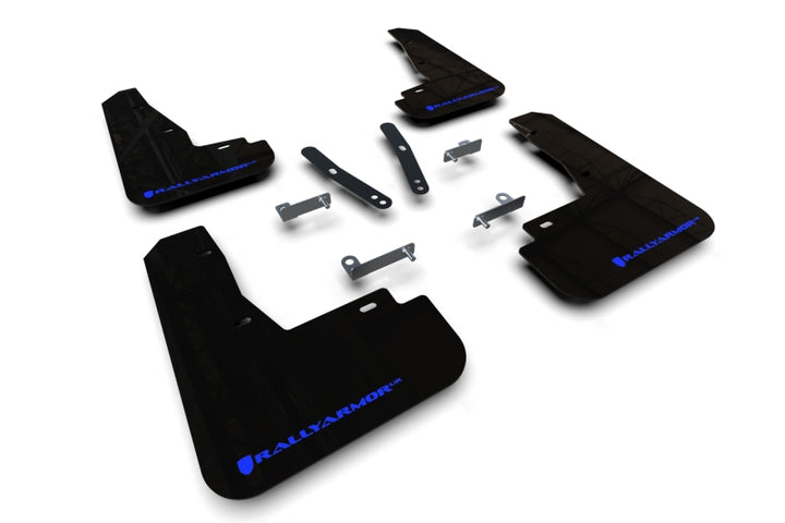 Rally Armor 22-25 Kia EV6 Black UR Mud Flap Blue Logo - Bull Strap
