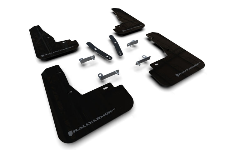 Rally Armor 22-25 Kia EV6 Black UR Mud Flap Dark Grey Logo - Bull Strap