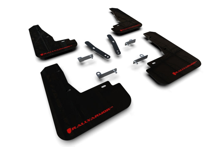Rally Armor 22-25 Kia EV6 Black UR Mud Flap Red Logo - Bull Strap