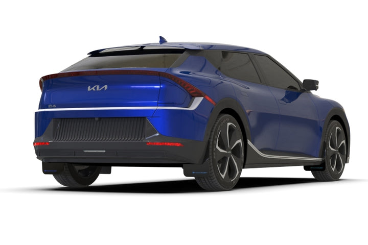 Rally Armor 22-25 Kia EV6 Black UR Mud Flap Red Logo - Bull Strap