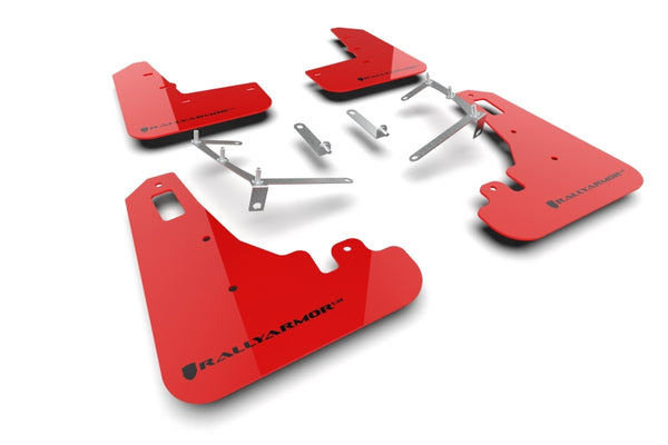 Rally Armor 22-25 Subaru BRZ / Toyota GR86 Red UR Mud Flap w/Black Logo - Bull Strap