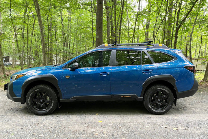 Rally Armor 22-25 Subaru Outback Wilderness Black Mud Flap Blue Logo - Bull Strap