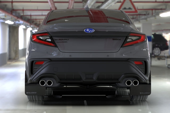 Rally Armor 22-25 Subaru WRX Black UR Mud Flap Altered Font Met. Blk Logo - Bull Strap