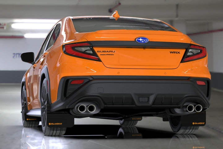 Rally Armor 22-25 Subaru WRX Black UR Mud Flap Altered Font Orange Logo - Bull Strap