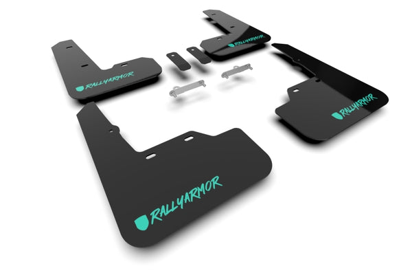 Rally Armor 22-25 Subaru WRX Black UR Mud Flap Altered Font Teal Logo - Bull Strap