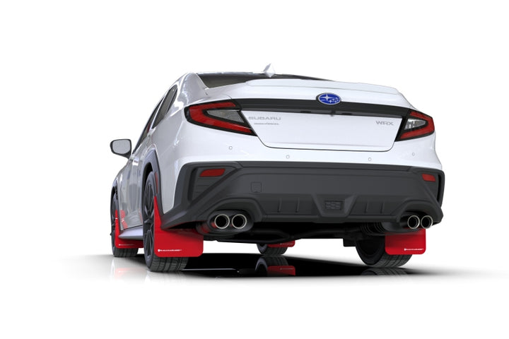 Rally Armor 22-25 Subaru WRX Red UR Mud Flap w/White Logo - Bull Strap
