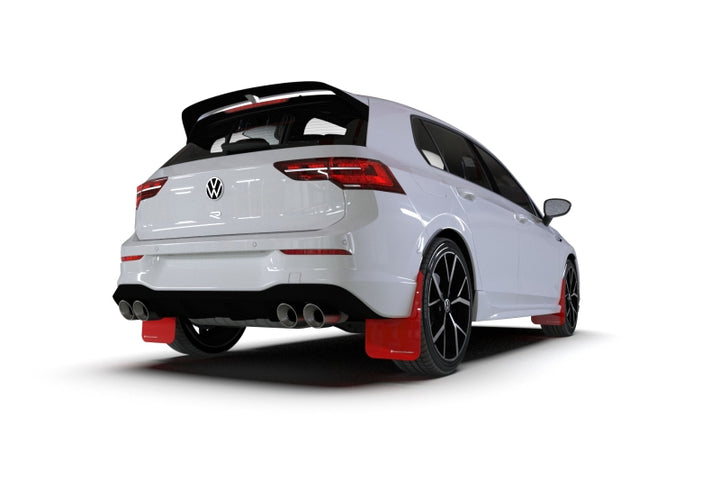 Rally Armor 22-25 VW MK8 Golf GTI/R Red UR Mud Flap w/White Logo - Bull Strap