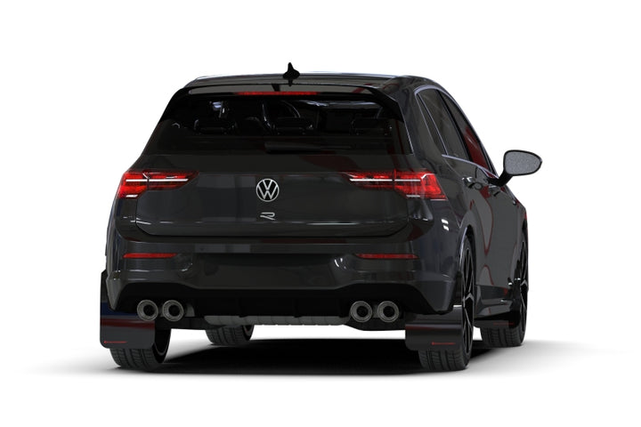 Rally Armor 22-25 VW MK8 Golf GTI/R Red UR Mud Flap w/White Logo - Bull Strap