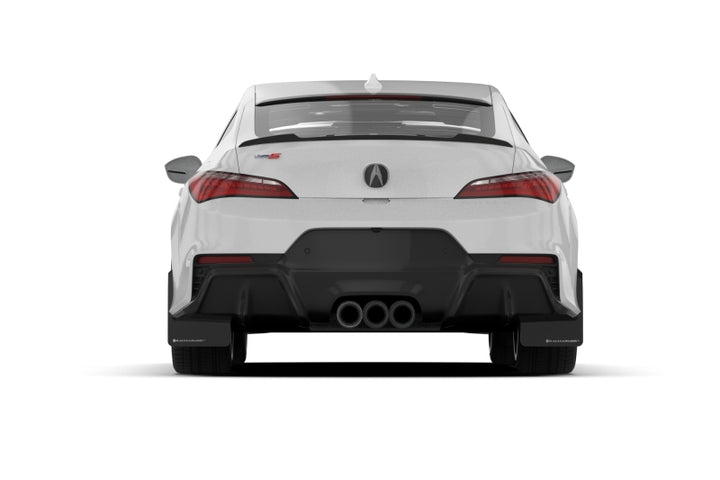 Rally Armor 23-24 Acura Integra Type S Black Mud Flap w/White Logo - Bull Strap