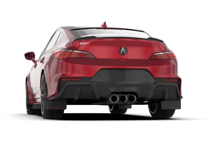 Rally Armor 23-24 Acura Integra Type S Black Mud Flap w/White Logo - Bull Strap