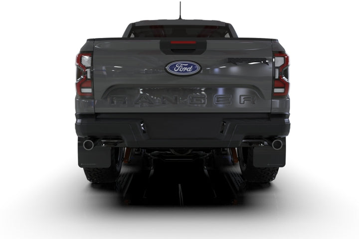 Rally Armor 23-25 Ford Ranger Raptor Black UR Mud Flap Metallic Black Logo - Bull Strap