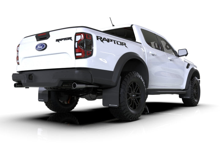 Rally Armor 23-25 Ford Ranger Raptor Black UR Mud Flap White Logo - Bull Strap