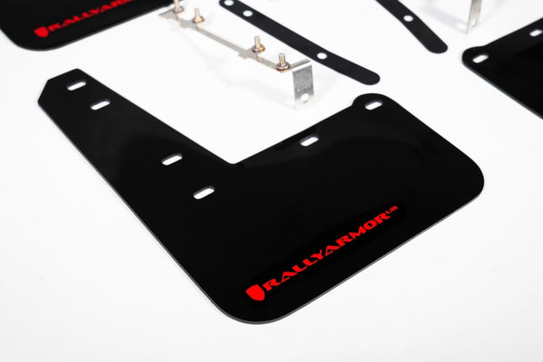Rally Armor 23-25 Toyota GR Corolla Black UR Mud Flap w/Red Logo - Bull Strap