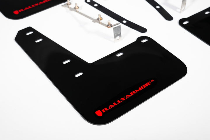 Rally Armor 23-25 Toyota GR Corolla Black UR Mud Flap w/Red Logo - Bull Strap