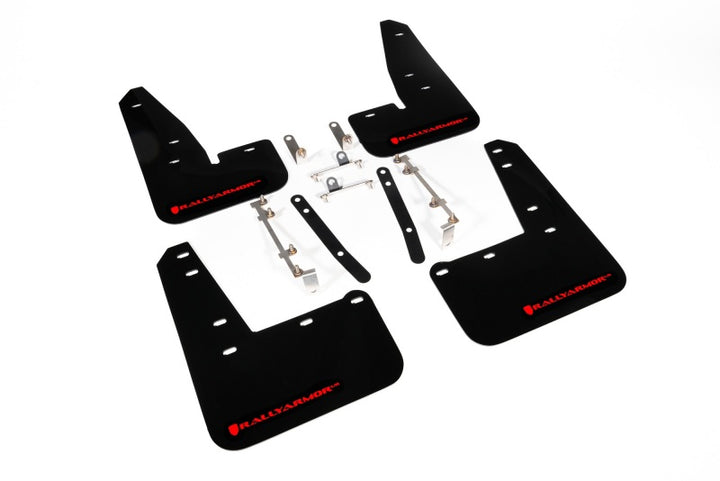 Rally Armor 23-25 Toyota GR Corolla Black UR Mud Flap w/Red Logo - Bull Strap