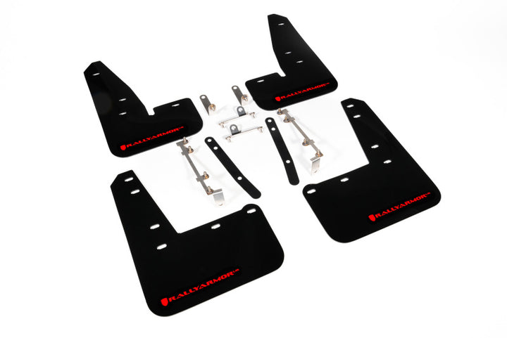 Rally Armor 23-25 Toyota GR Corolla Black UR Mud Flap w/Red Logo - Bull Strap