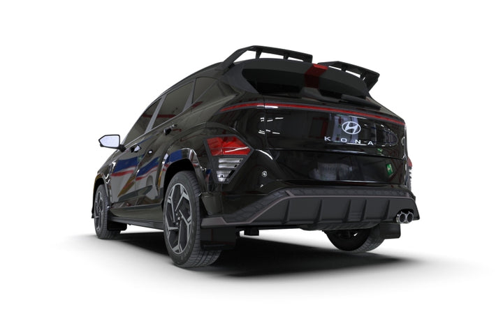 Rally Armor 24-25 Hyundai Kona N Line Black UR Mud Flap - Metallic Black Logo - Bull Strap