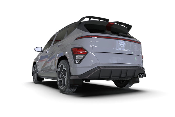 Rally Armor 24-25 Hyundai Kona N Line Black UR Mud Flap w/ Grey Logo - Bull Strap