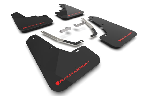 Rally Armor 24-25 Subaru Crosstrek Black UR Mud Flap Red Logo - Bull Strap