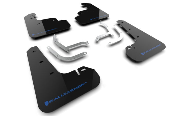 Rally Armor 24-25 Subaru Impreza Black UR Mud Flap w/ Light Blue Logo - Bull Strap