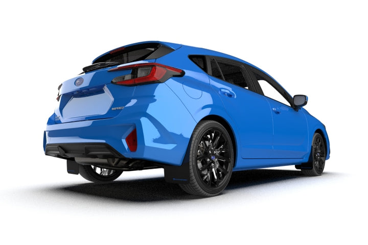 Rally Armor 24-25 Subaru Impreza Black UR Mud Flap w/ Light Blue Logo - Bull Strap