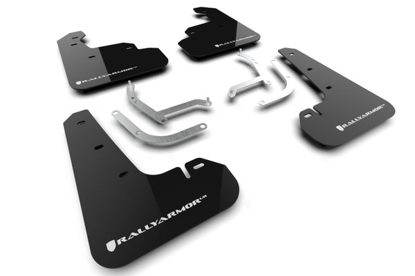Rally Armor 24-25 Subaru Impreza Black UR Mud Flap w/ White Logo - Bull Strap