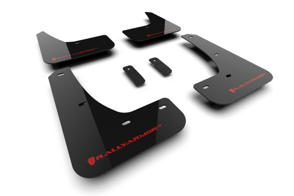 Rally Armor 24-25 Tesla Model 3 Highland Black UR Mud Flap Red Logo - Bull Strap