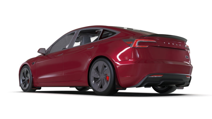 Rally Armor 24-25 Tesla Model 3 Highland Black UR Mud Flap Red Logo - Bull Strap