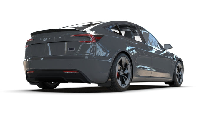 Rally Armor 24-25 Tesla Model 3 Highland Black UR Mud Flap Red Logo - Bull Strap
