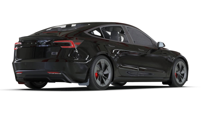 Rally Armor 24-25 Tesla Model 3 Highland Black UR Mud Flap Red Logo - Bull Strap