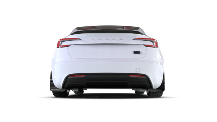 Rally Armor 24-25 Tesla Model 3 Highland Black UR Mud Flap White Logo - Bull Strap