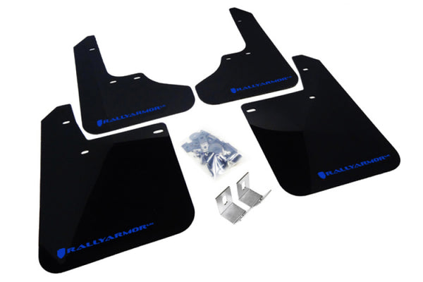 Rally Armor 93-01 Subaru Impreza RS Black UR Mud Flap w/ Blue Logo - Bull Strap
