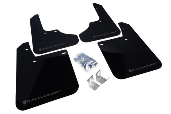 Rally Armor 93-01 Subaru Impreza RS Black UR Mud Flap w/ Grey Logo - Bull Strap